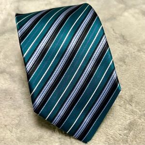 Andrea Franceschi Roma Ital Teal & Black Silk Tie NWOT 62” Long 3.25” Wide